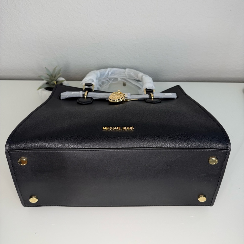 Michael Kors Hamilton Medium Satchel Purse Handbag in Black NWT - Picture 9 of 12